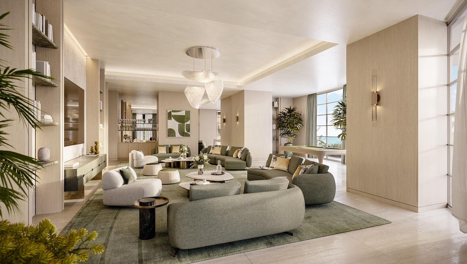 5th floor residents’ lounge at St. Regis Residences Miami