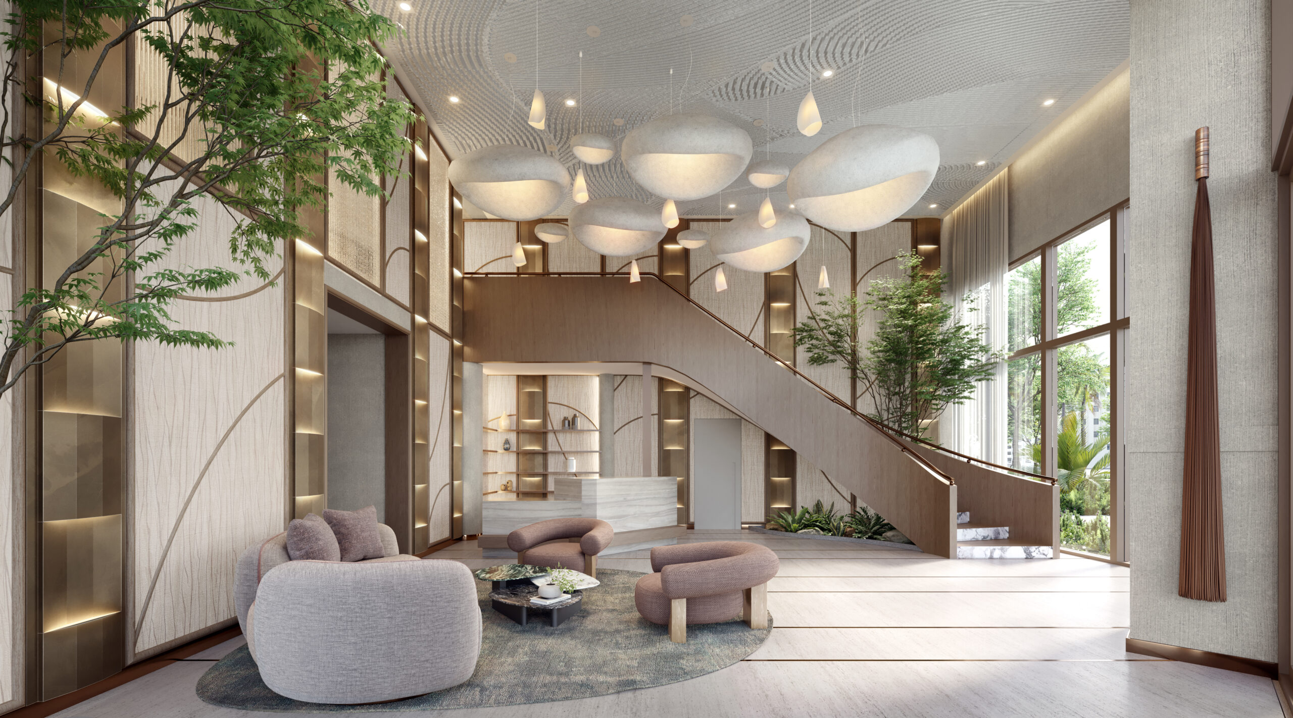 Luxury residential lobby at The Lincoln Coconut Grove