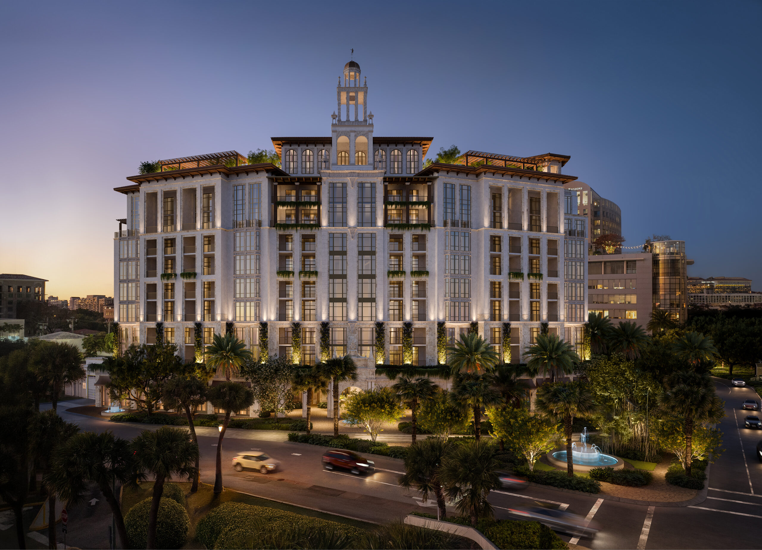 Ponce Park Coral Gables exterior at dusk