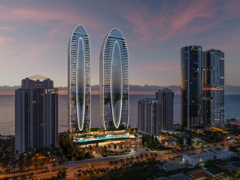 St. Regis Residences Sunny Isles oceanfront luxury condominium towers in Sunny Isles Beach, Florida