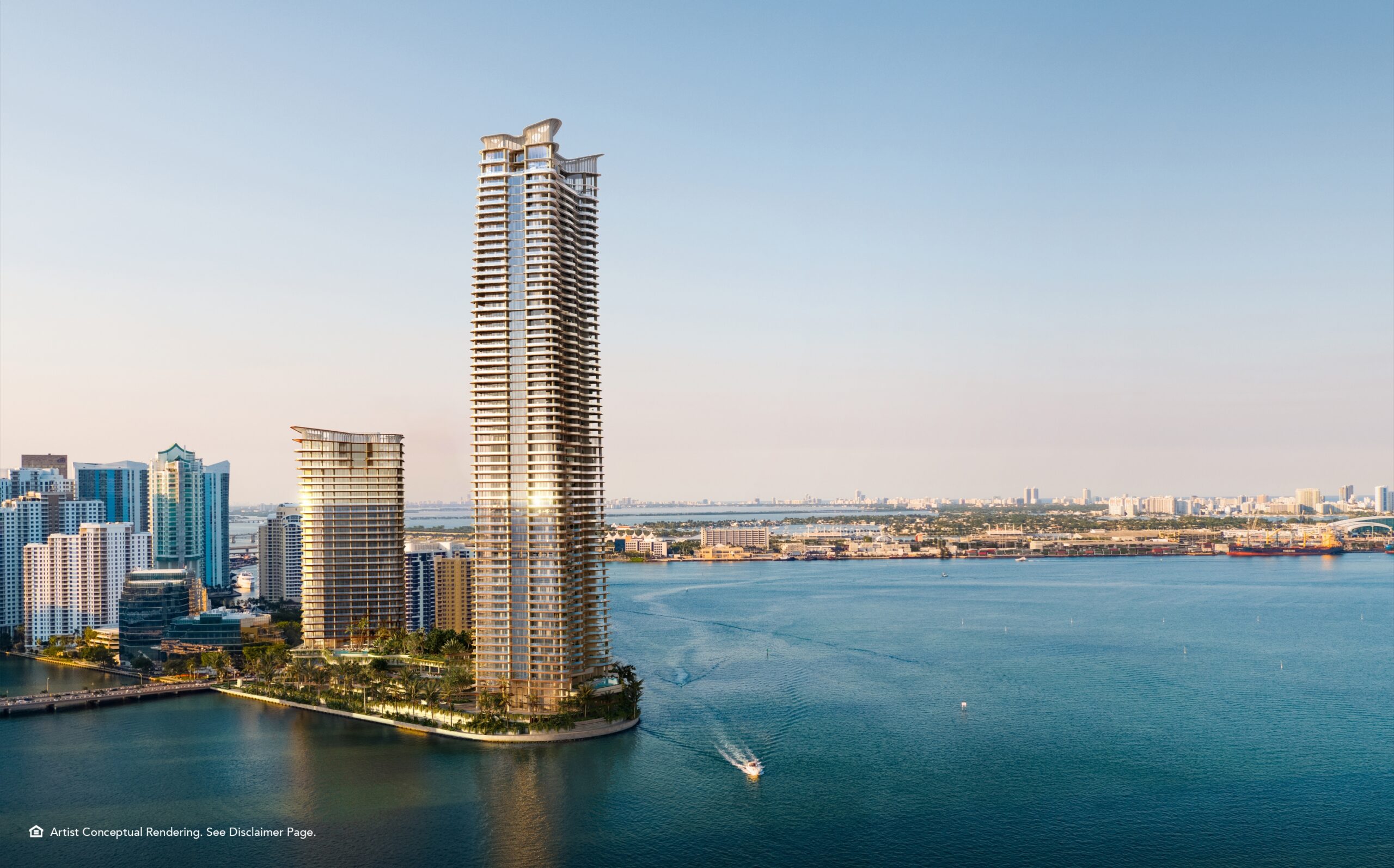 The Residences at Mandarin Oriental Miami waterfront tower on Brickell Key