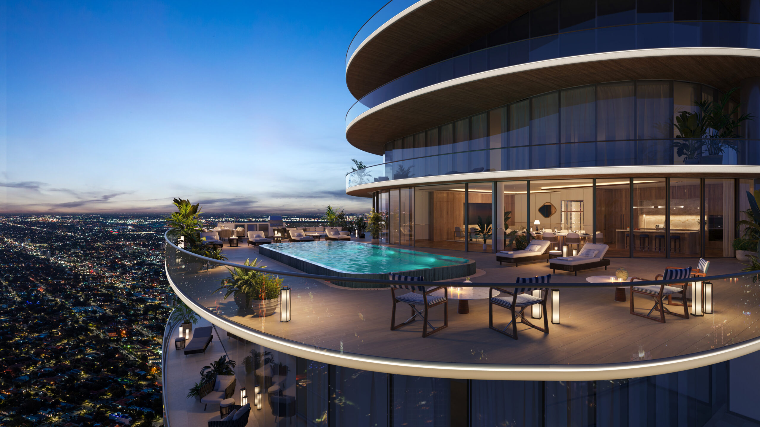 Luxury Brickell condominium with rooftop pool and skyline views