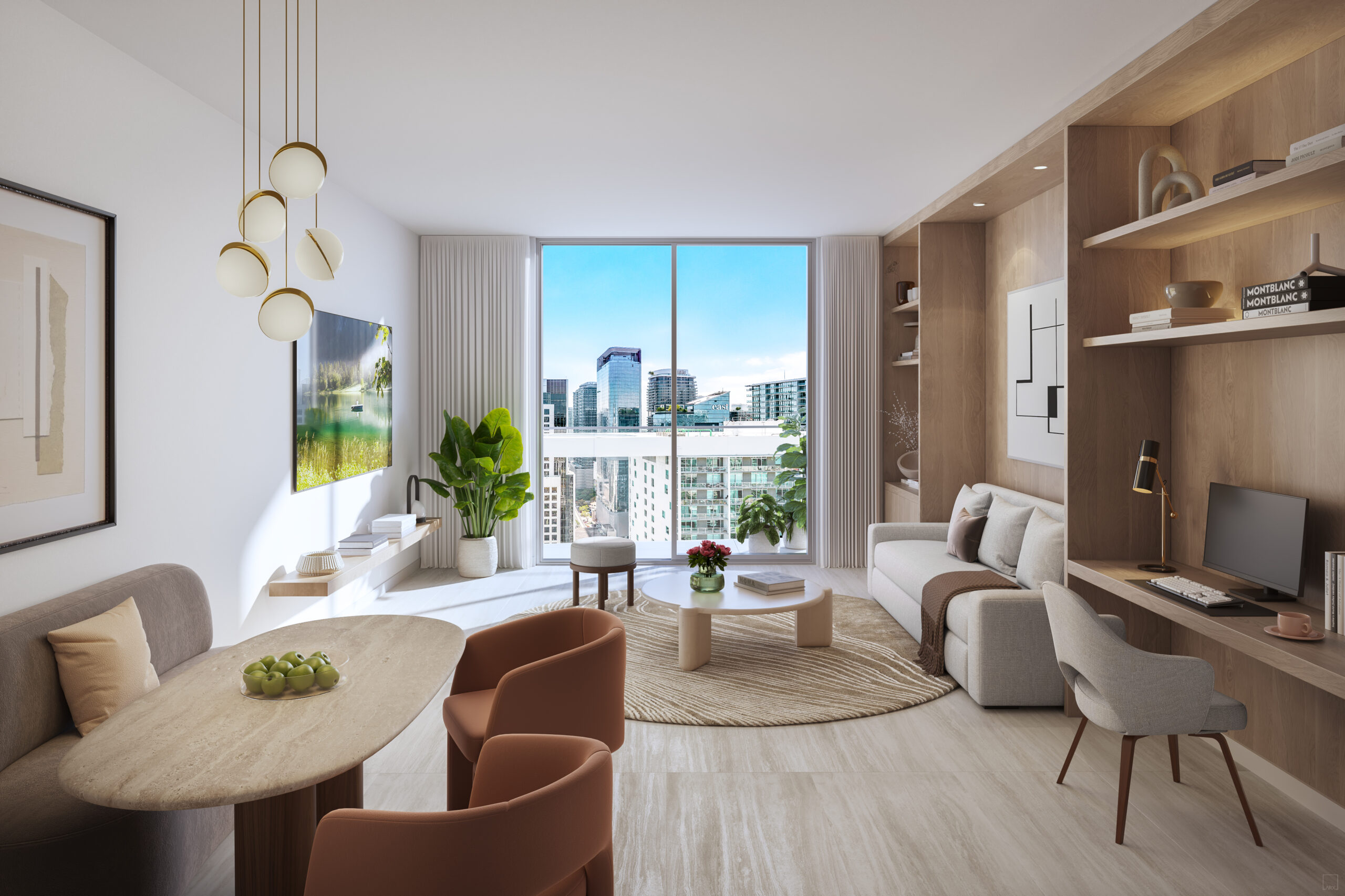 Modern Brickell investment property interior with city views