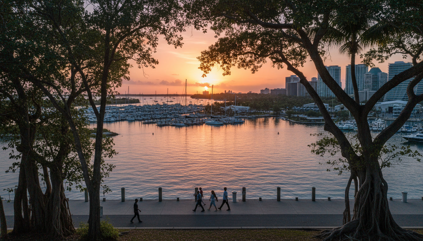 Sunset over Biscayne Bay viewed from Coconut Grove
