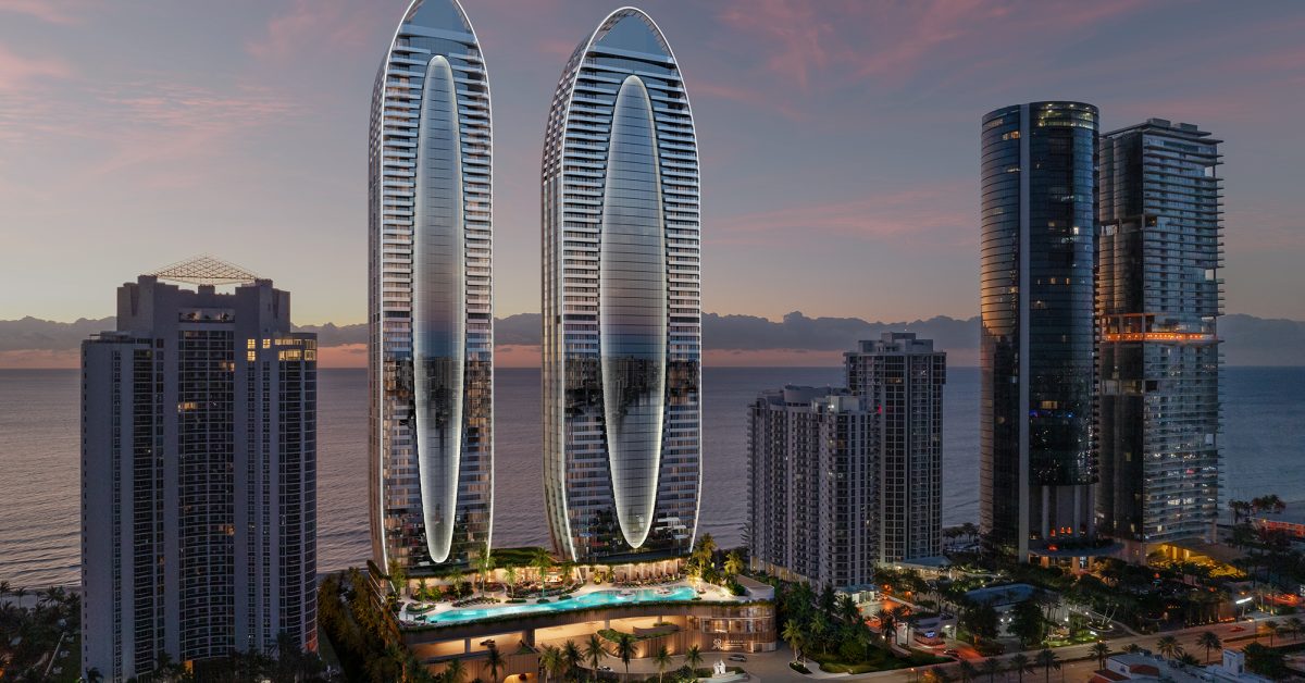 St. Regis Residences Sunny Isles oceanfront luxury condominium towers in Sunny Isles Beach, Florida