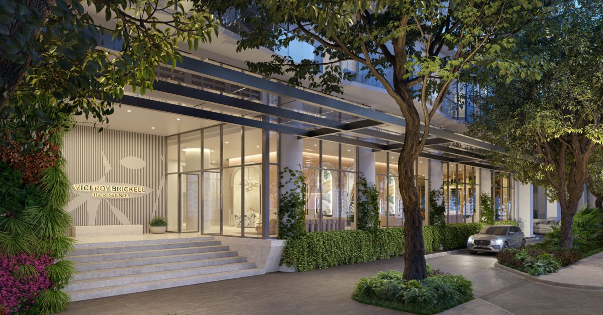 Entrance and valet arrival at Viceroy Brickell Residences in Miami's Brickell neighborhood