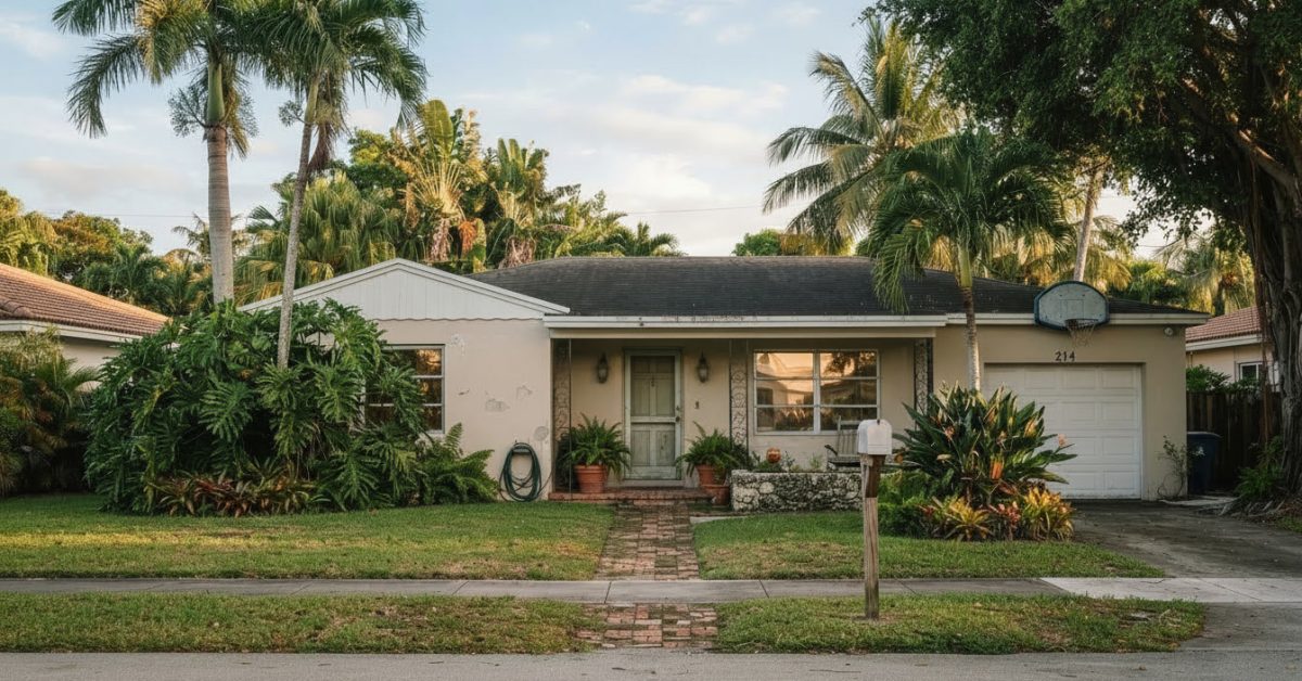 Established South Florida family home surrounded by mature tropical landscaping